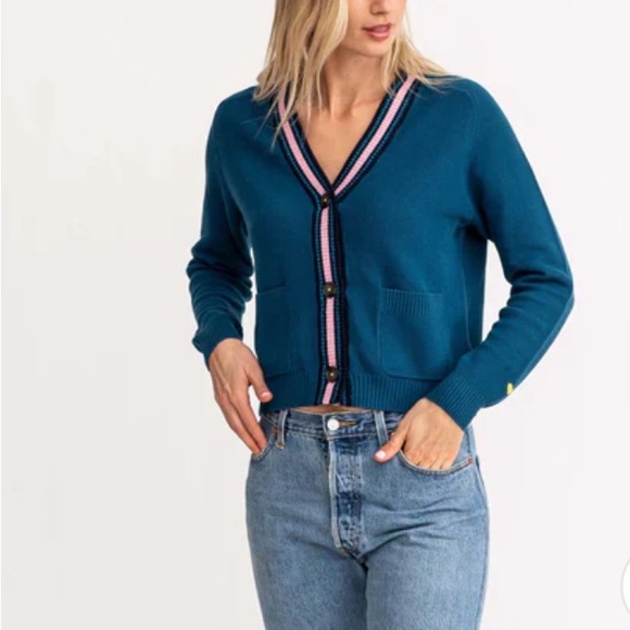 NWOT Kerri Rosenthal Milly Cardi in Azure - Picture 2 of 11